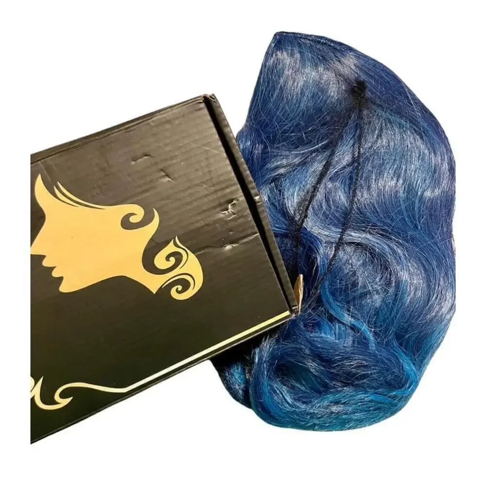Women's Short Blue Wavy Bob Wig Beron 14